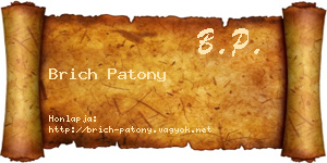 Brich Patony névjegykártya